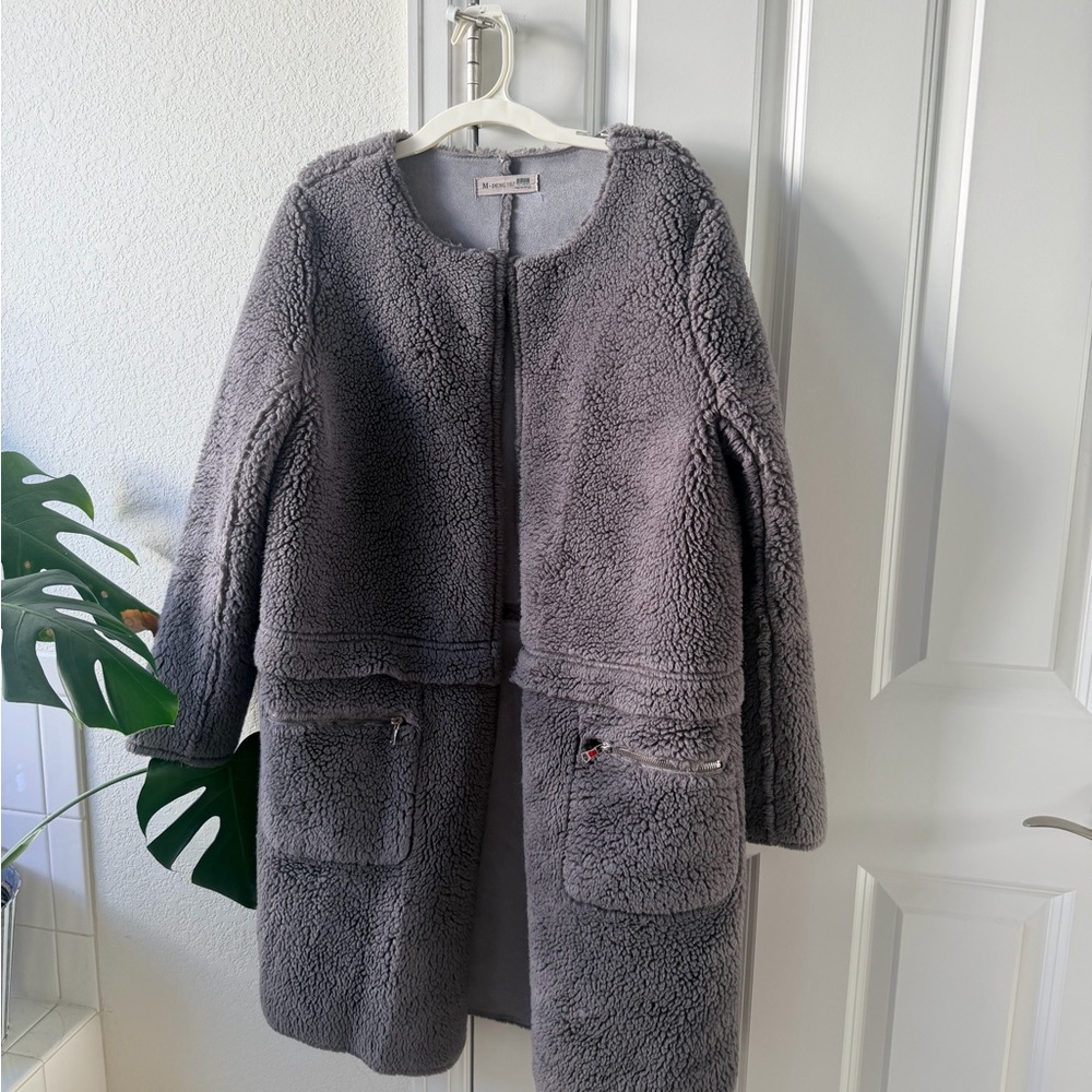 Gray Shearling Coat